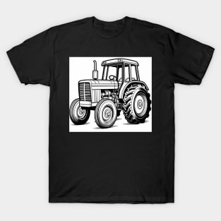 Black And White Tractor Design T-Shirt